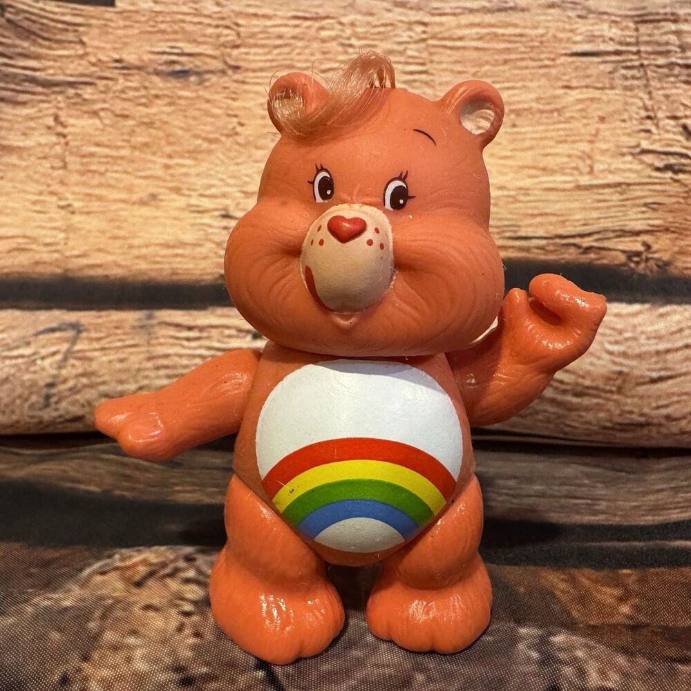 Vintage Care Bears Cheer Bear Figure 1983 Kenner Poseable PVC Rainbow Tummy Toy